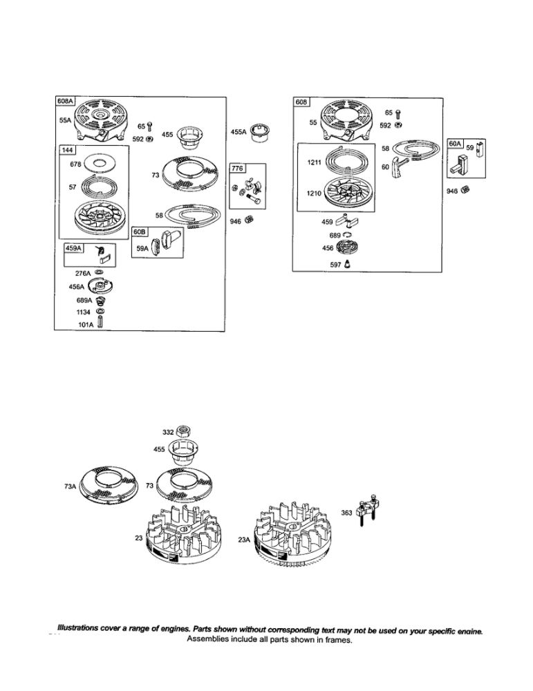 Starter-Rewind/Flywheel Diagram and Parts List for 123J00 0100-0188 Briggs and Stratton Engine